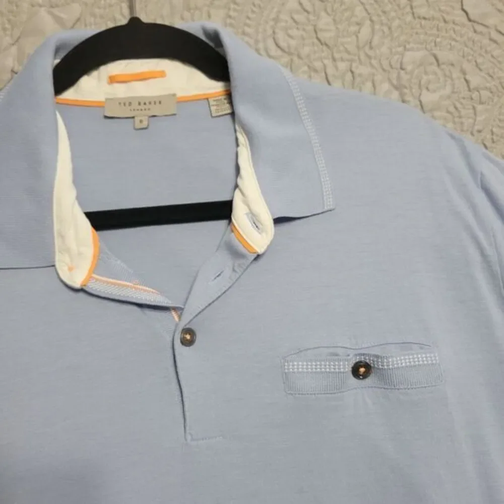 Ted Baker Polo Shirt 6 Light Blue Cotton Blend‎